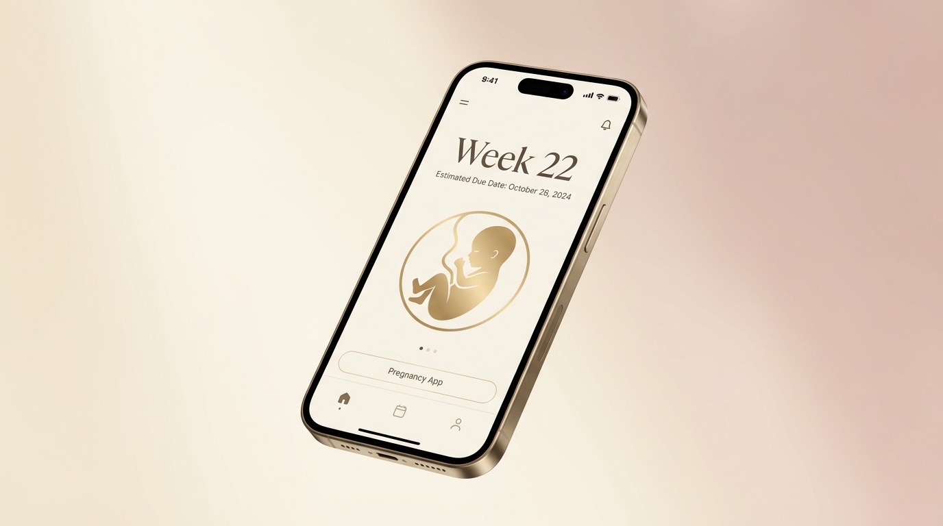 The Vyve app showing private week-by-week pregnancy tracking with a due date countdown on a phone screen