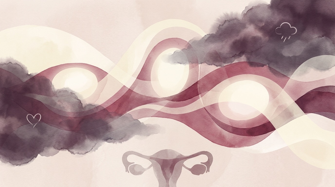 Soft conceptual illustration of how stress and illness affect the hormones that control the menstrual cycle